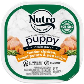 Nutro Products Grain Free Bites in Gravy Puppy Wet Dog Food Tender Chicken, Sweet Potato & Pea 3.5oz 24pk