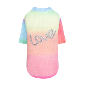 Love Dog Sweater (Color: Rainbow, size: MD)